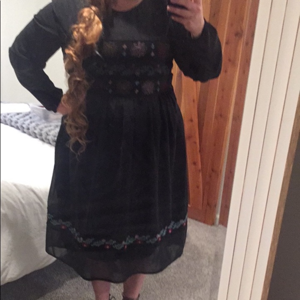 Black Asos with embroidered bodice. 18